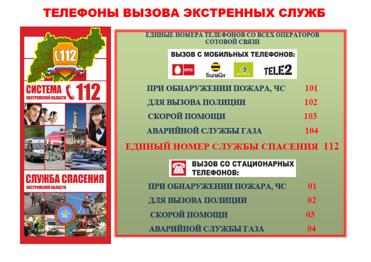 Телефоны экстренных служб 112 и 101.