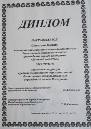 Диплом Шашечный турнир Скворцов Макар 2019 г.jpg