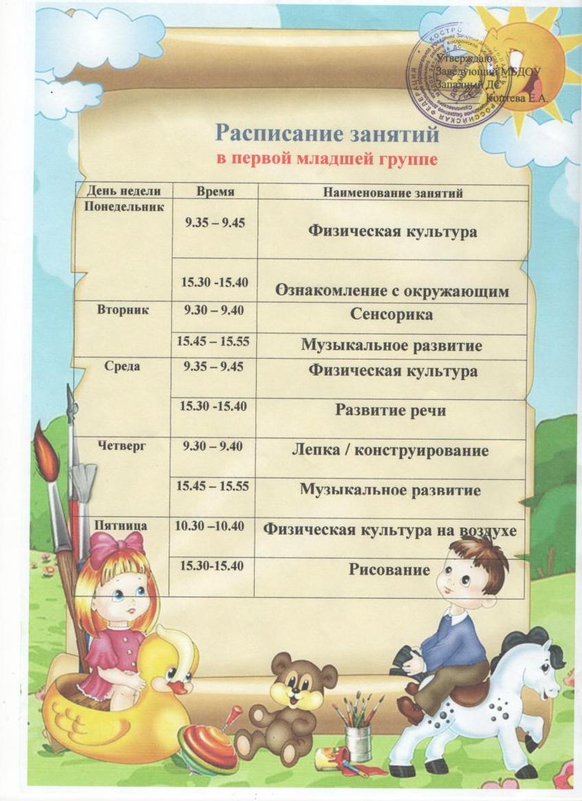 График дня в детском саду МДОУ Западный ДС - Режим работы